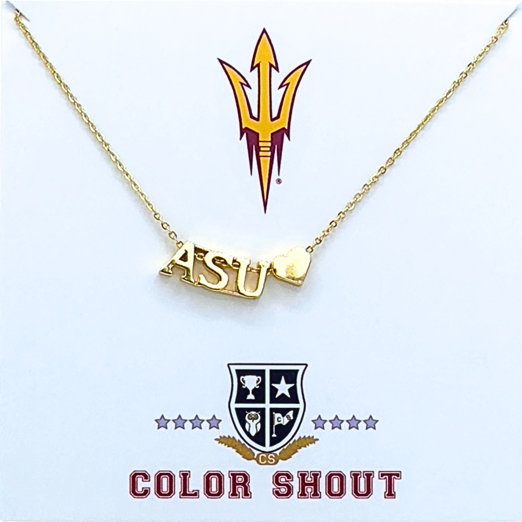 Color Shout Arizona State University Gold Heart Necklace