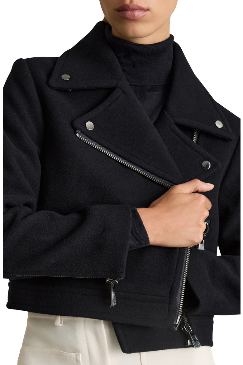 Arlow Asymmetric Zip Wool Blend Jacket, Alternate, color, NAVY