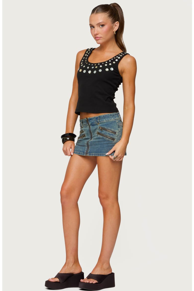 Beach Babe Pearly Button Tank, Alternate, color, BLACK-WASHED