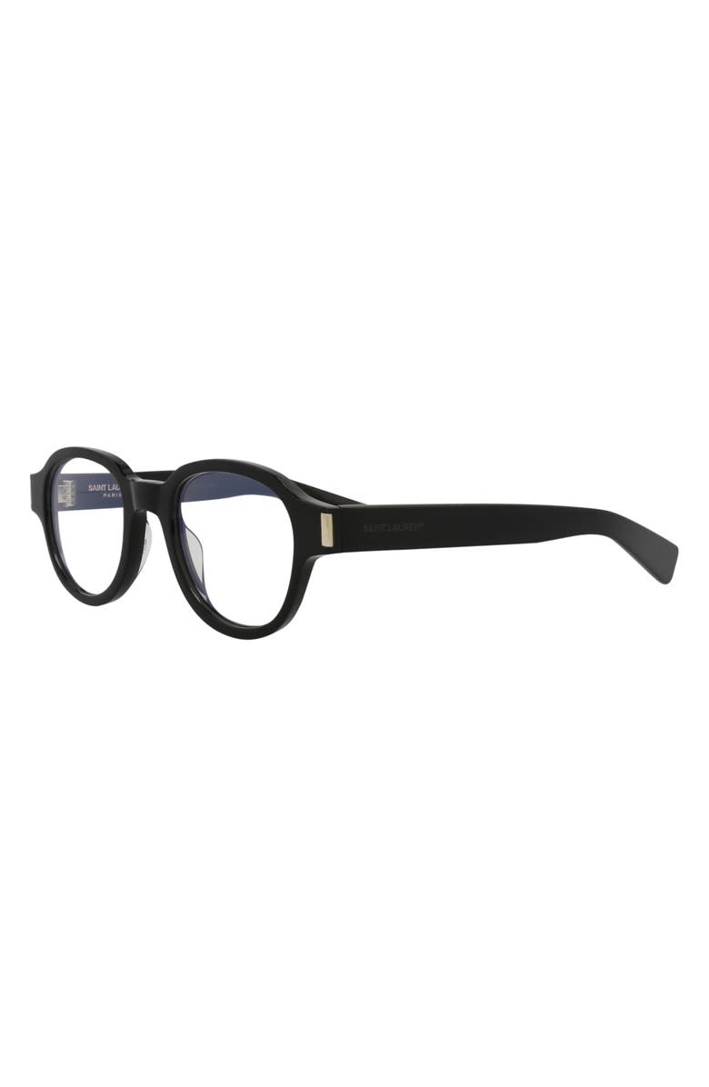 Saint Laurent 48mm Round Optical Glasses, Alternate, color, Black Black Black
