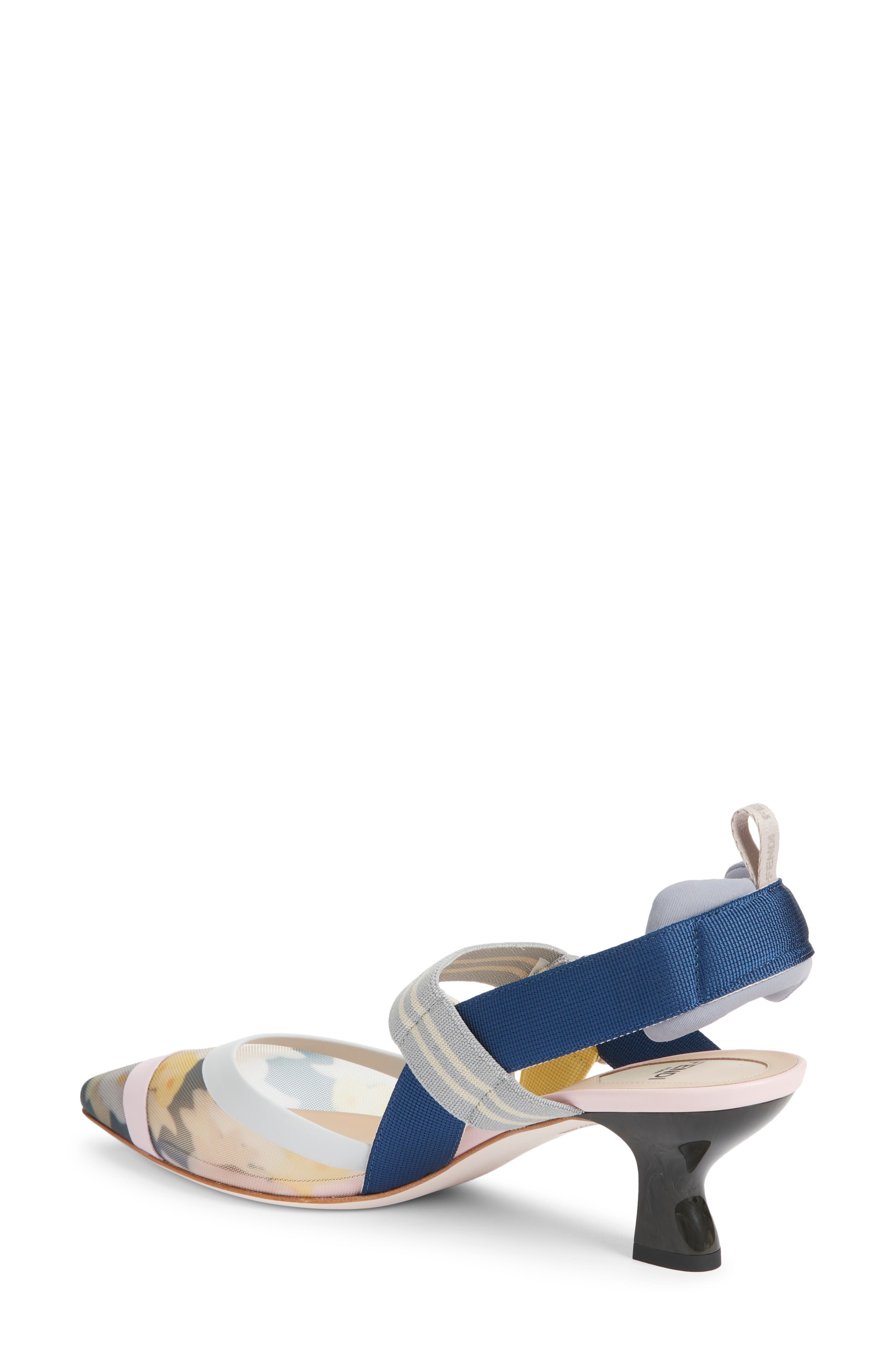 Fendi Colibri Floral Mesh Slingback Pump, Alternate, color, Grey Multi