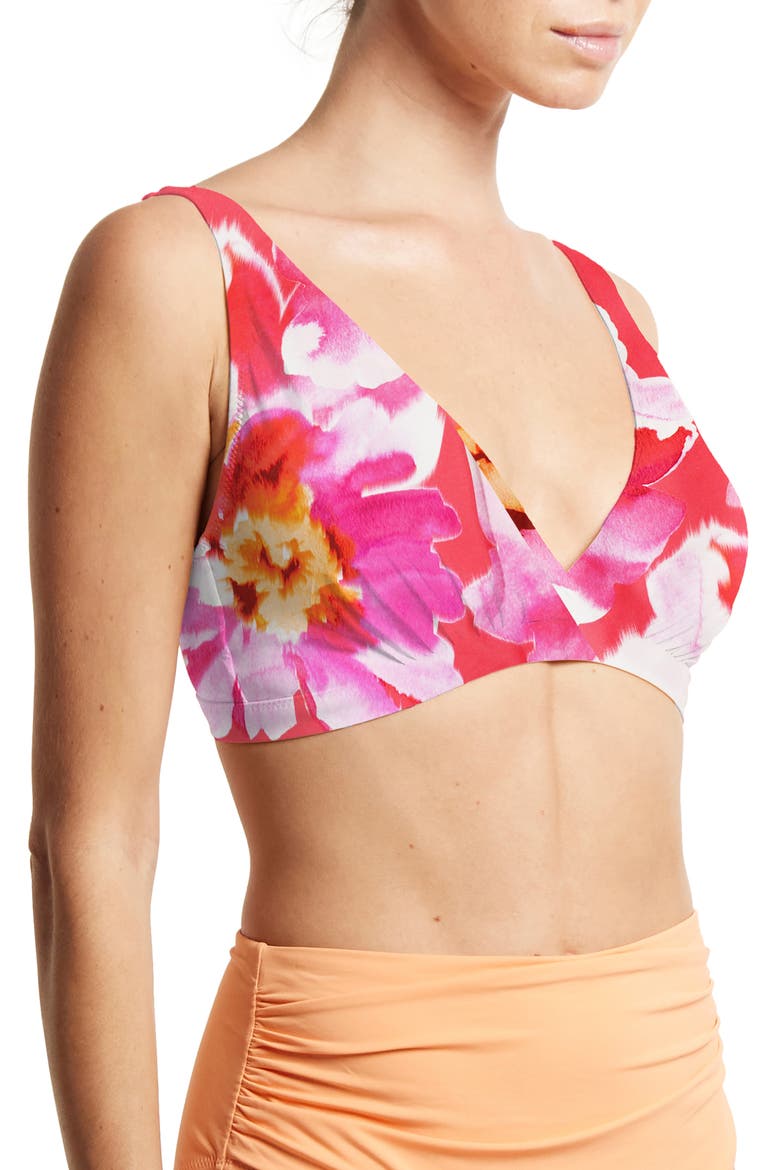 Wrap Front Bikini Top, Alternate, color, OUT OF OFFICE PINK