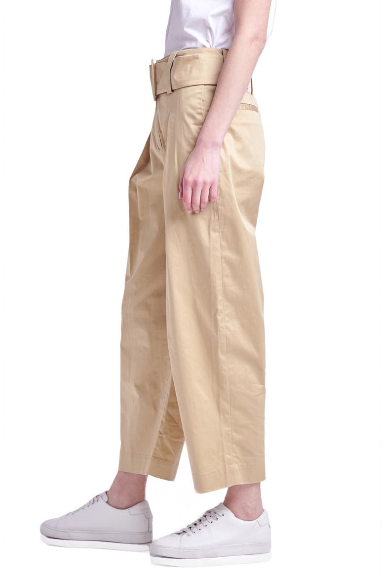 Belted Pleated Pants, Alternate, color, TAN