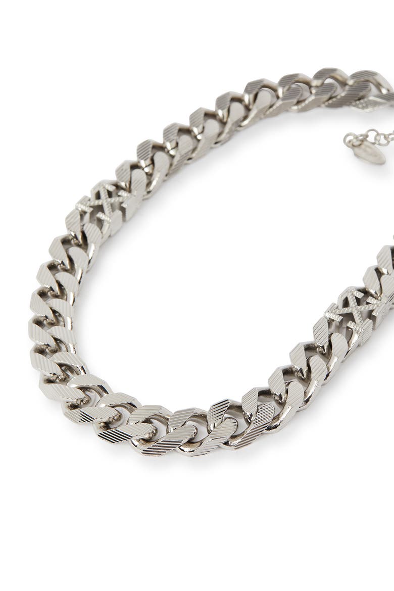 Men's Arrow Chain Textured Necklace, Alternate, color, Silver