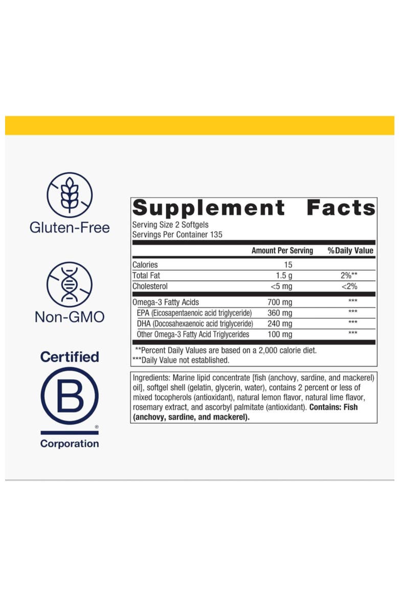 OmegaGenics Fish Oil EPA-DHA Omega-3 Supplement Softgels 270 Softgels, Alternate, color, None