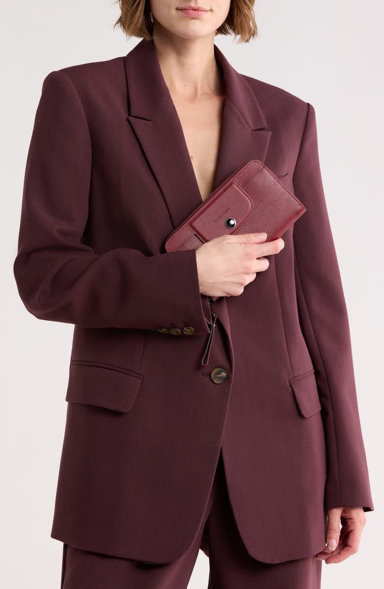 Longchamp Le Pliage Zip Wallet, Alternate, color, Burgundy