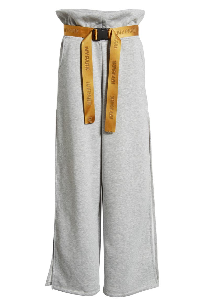 Paperbag Waist Split Leg Joggers, Alternate, color, LIGHT GREY MARL