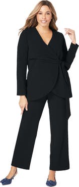 Jessica London 2-Piece Faux Wrap Pantsuit