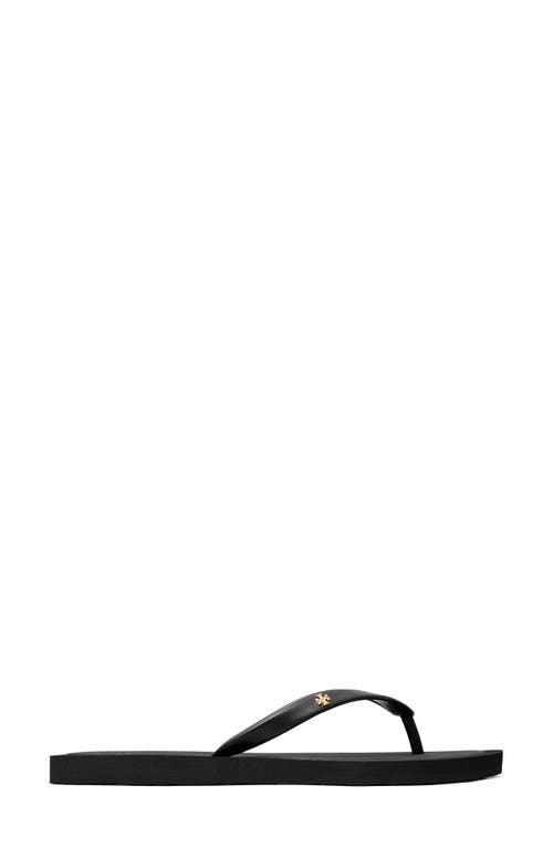 Tory Burch Slate Rubber Kira Thong Slippers In Perfect Black/gold