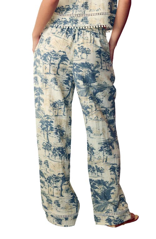 Next Tree Print Wide Leg Drawstring Pants In Multi