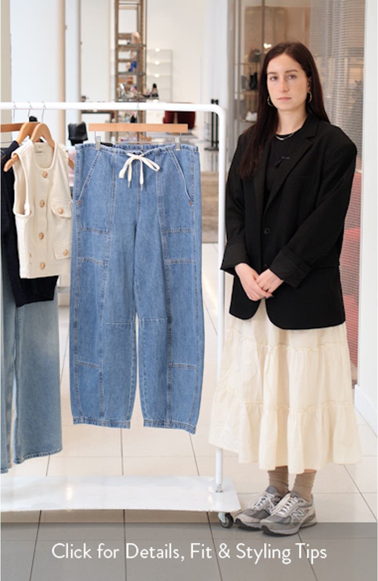 Low Rise Drawstring Barrel Leg Jeans, sales video thumbnail