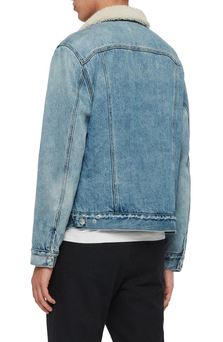 AllSaints Ilkley Fleece Lined Denim Jacket, Alternate, color, 