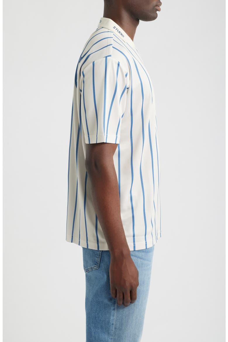 Worldwide Crest Striped Jersey Polo, Alternate, color, CREAM