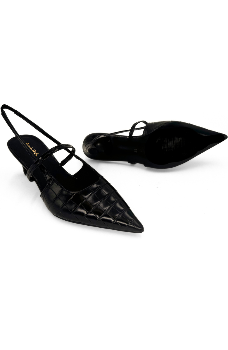 Amie Rafa Connie Embossed Crocodile Heels, Alternate, color, Black Crocodile