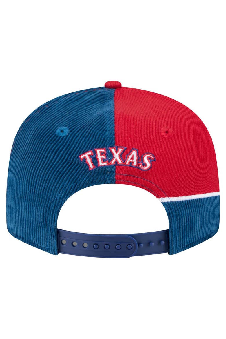Men's New Era Royal/Red Texas Rangers Retro Split Corduroy Snapback Hat, Alternate, color, Royal