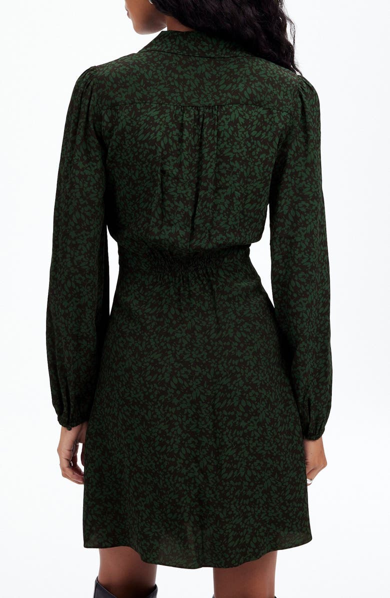 Madewell Floral Long Sleeve Mini Shirtdress, Alternate, color, Green Print