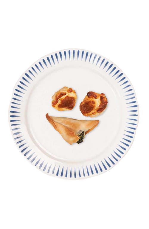 Juliska Sitio Stripe Delft Blue Side Cocktail Plate In Whitewash/delft Blue