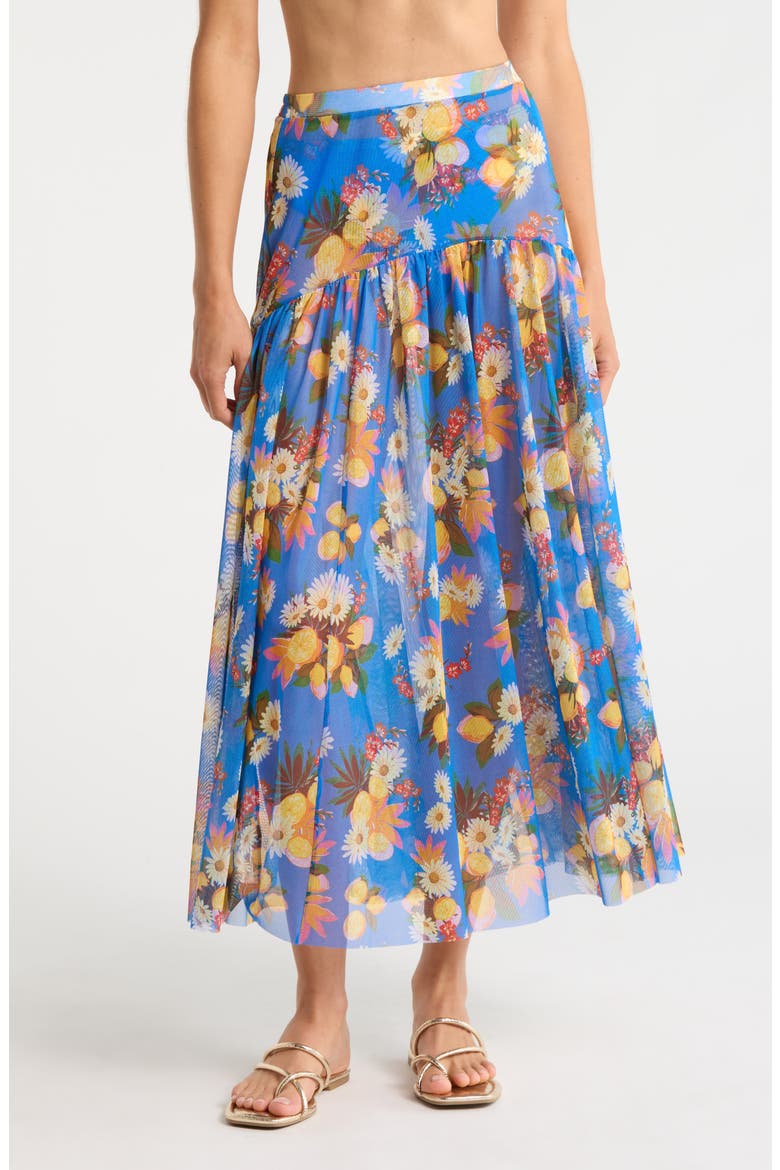Maeden Floral Cover-Up Midi Skirt, Main, color, BLUE/MULTI