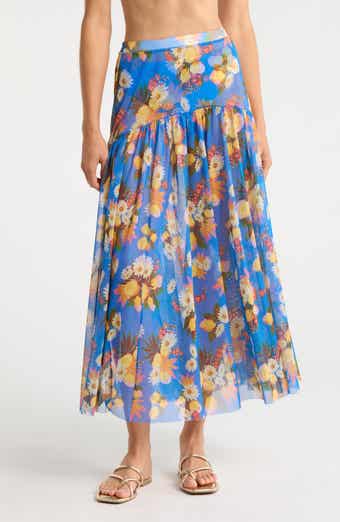 Maeden Floral Cover-Up Midi Skirt