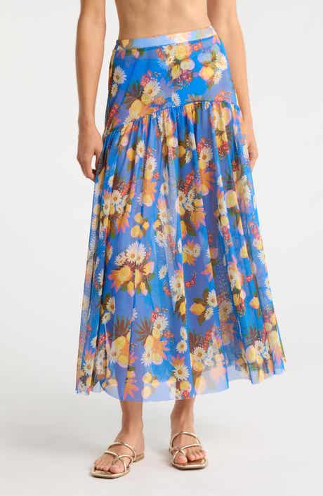 Maeden Floral Cover-Up Midi Skirt