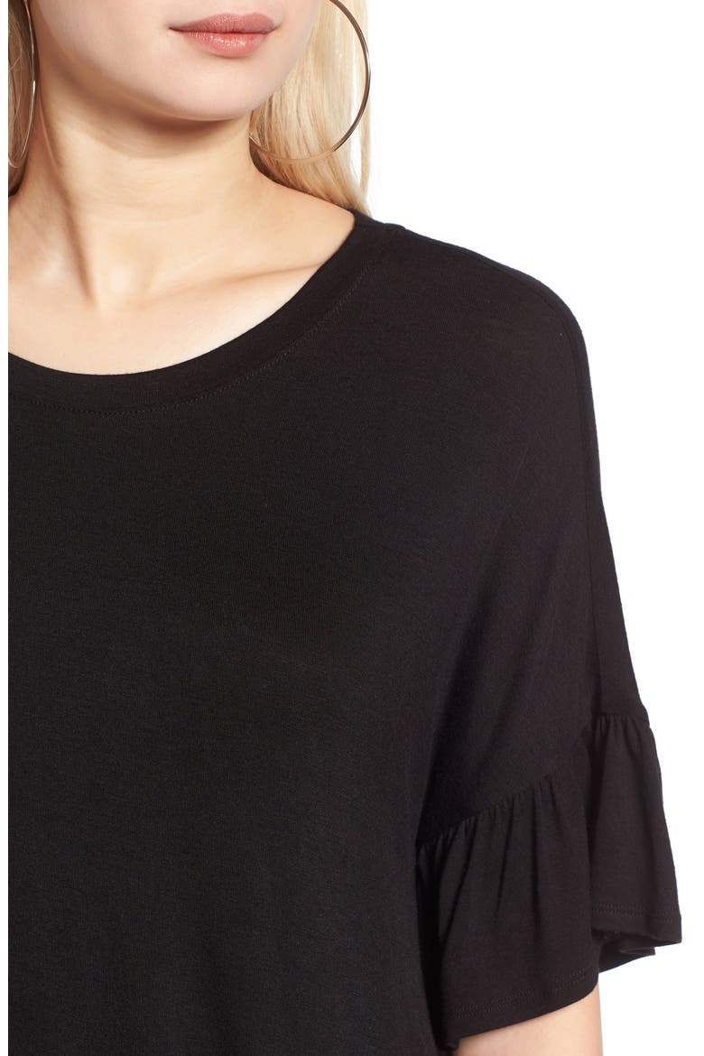 Ruffle Tee, Alternate, color, BLACK