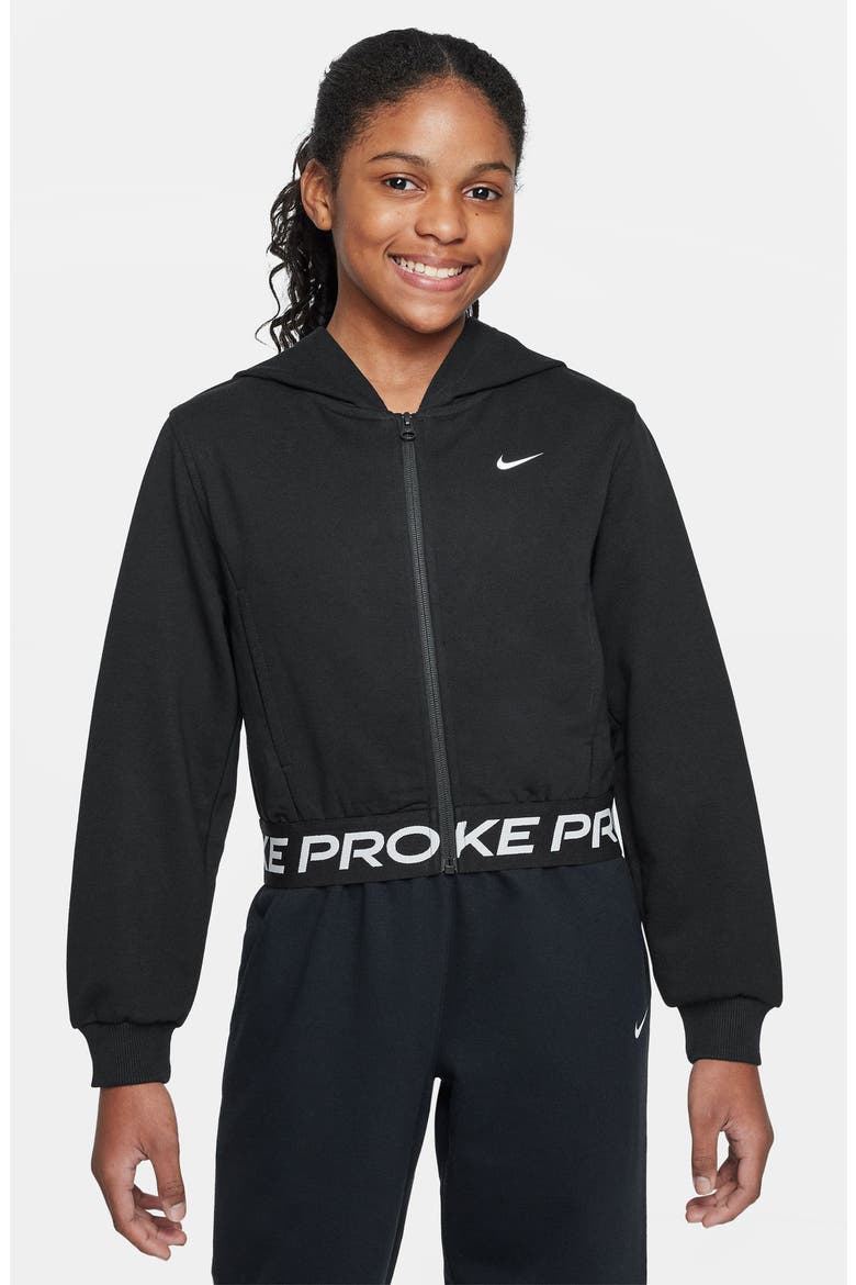 Kids' Dri-FIT Zip-Front Hoodie, Main, color, 011 BLACK/BLACK/BLACK/WHITE