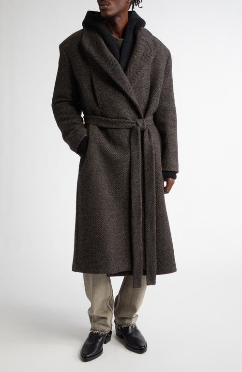 Fear of God Herringbone Belted Virgin Wool Coat in Mocha  product