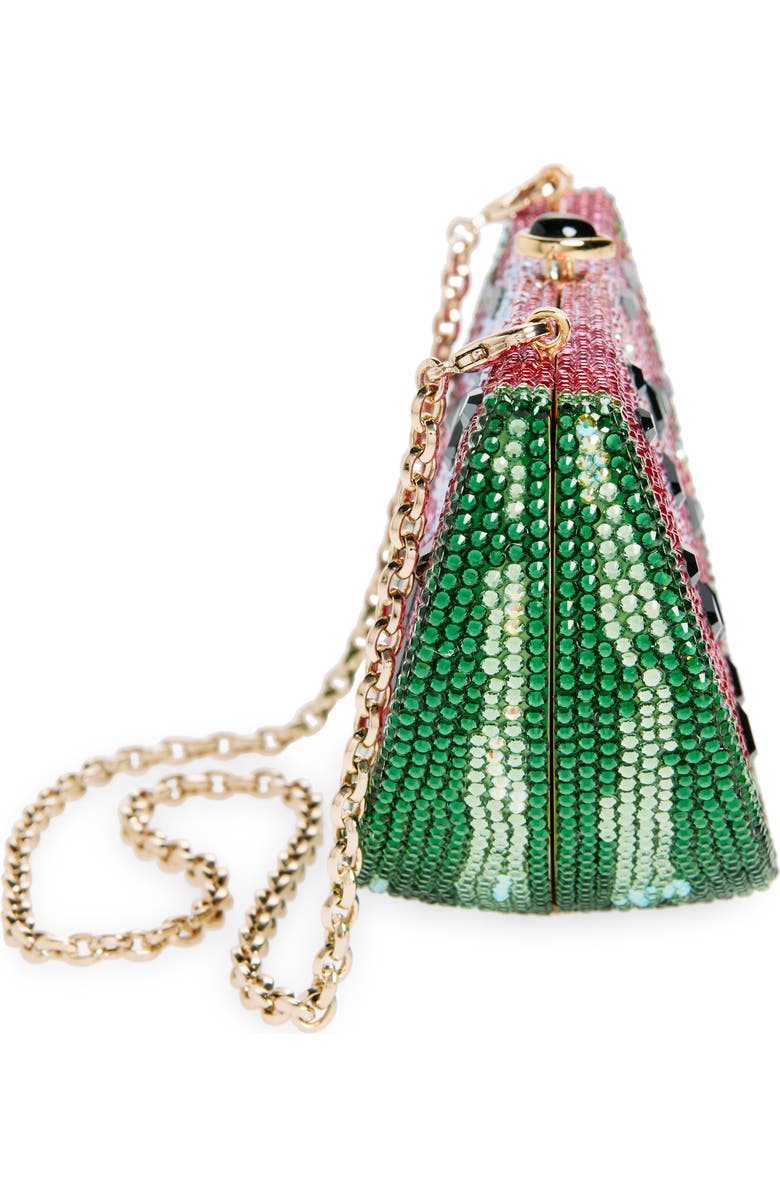 JUDITH LEIBER COUTURE Watermelon Slice Crystal Embellished Clutch, Alternate, color,