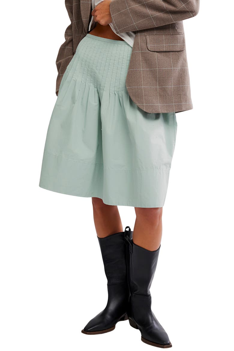 Peyton Pintuck Pleat Midi Skirt, Main, color, SEA SAGE