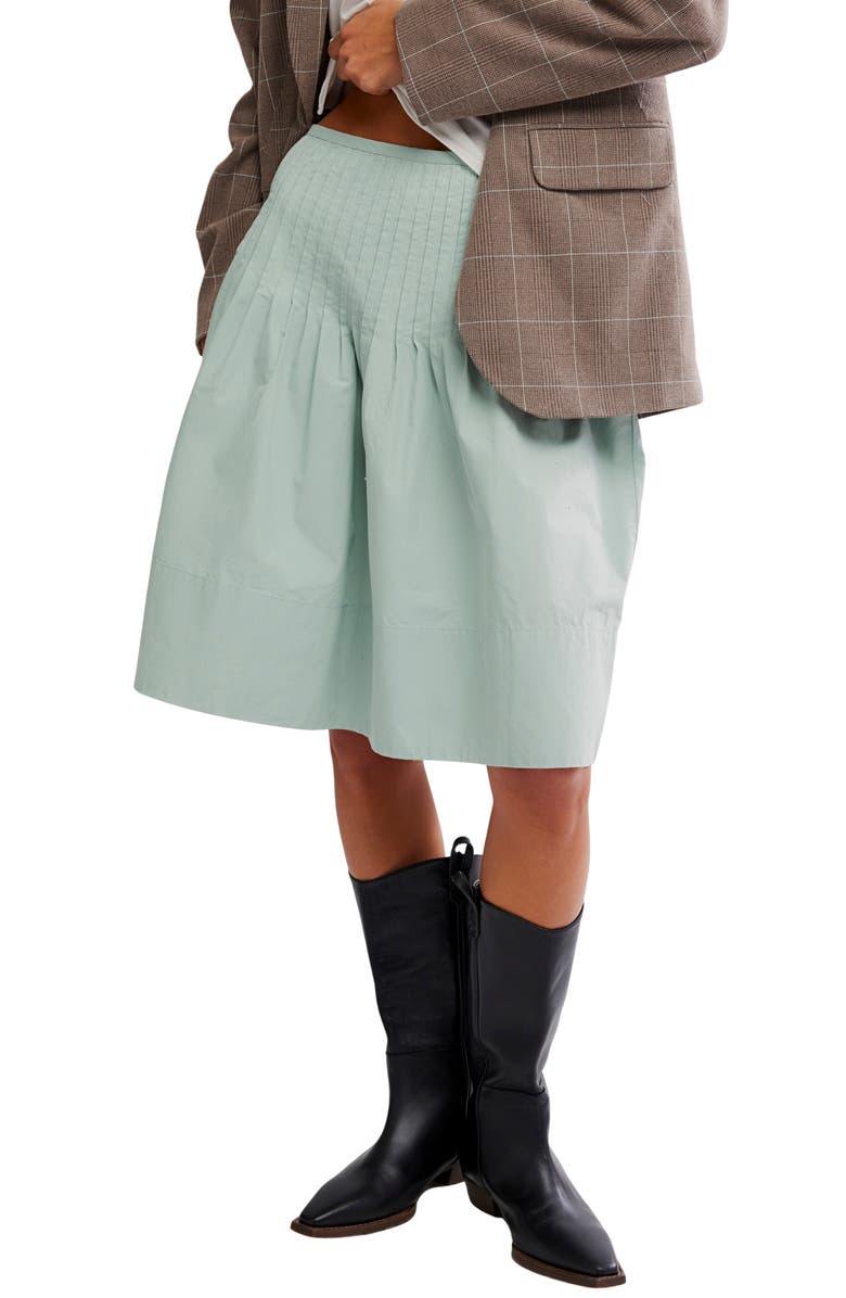 Free People Peyton Pintuck Pleat Midi Skirt, Main, color, Sea Sage