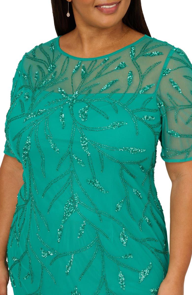 Adrianna Papell Bead Embellished Cocktail Dress, Alternate, color, Exotic Jade