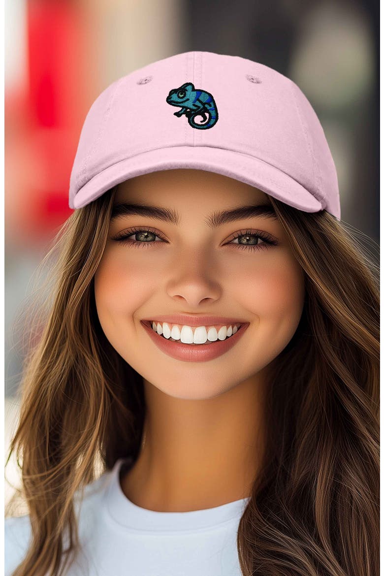 Chameleon Embroidered Dad Hat, Alternate, color, Washed Pink
