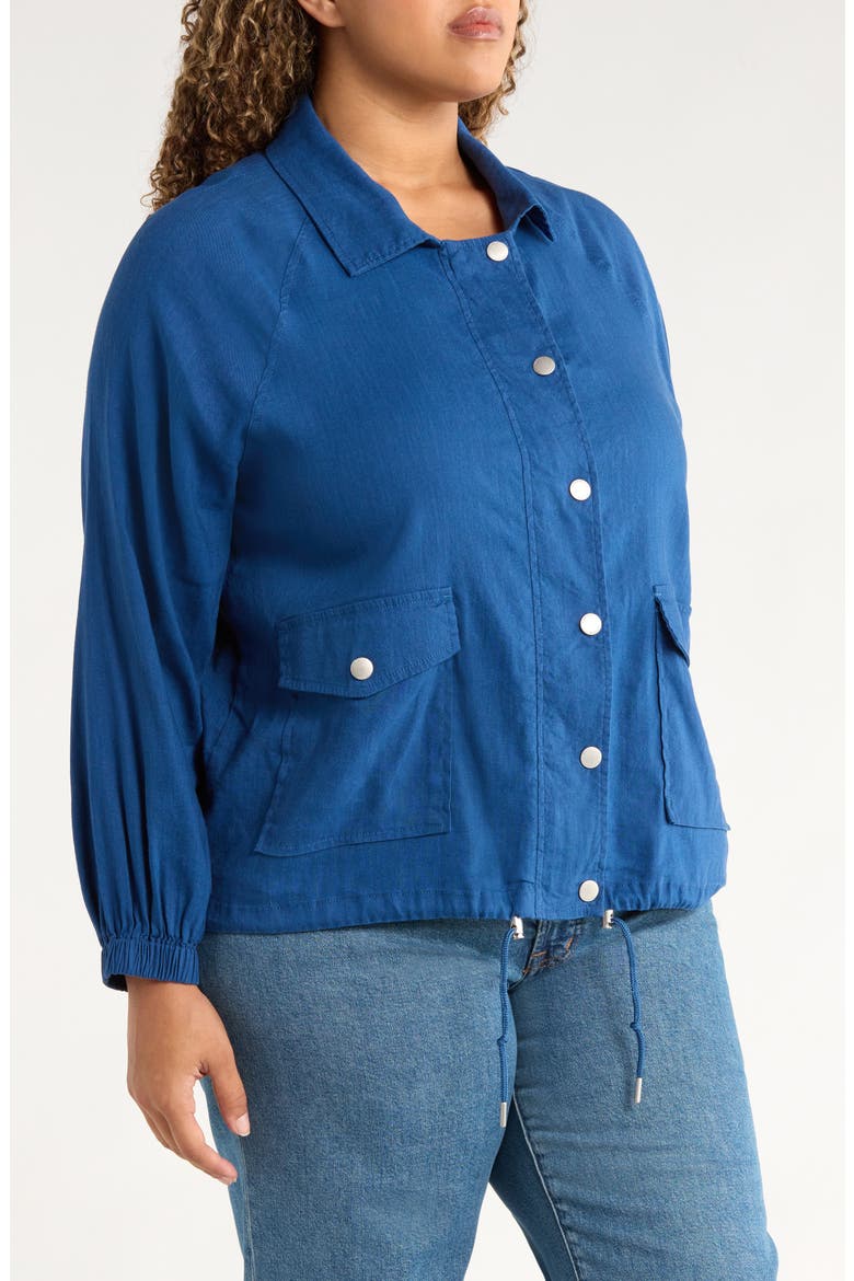 Raglan Sleeve Linen Blend Jacket, Alternate, color, GODDESS BLUE