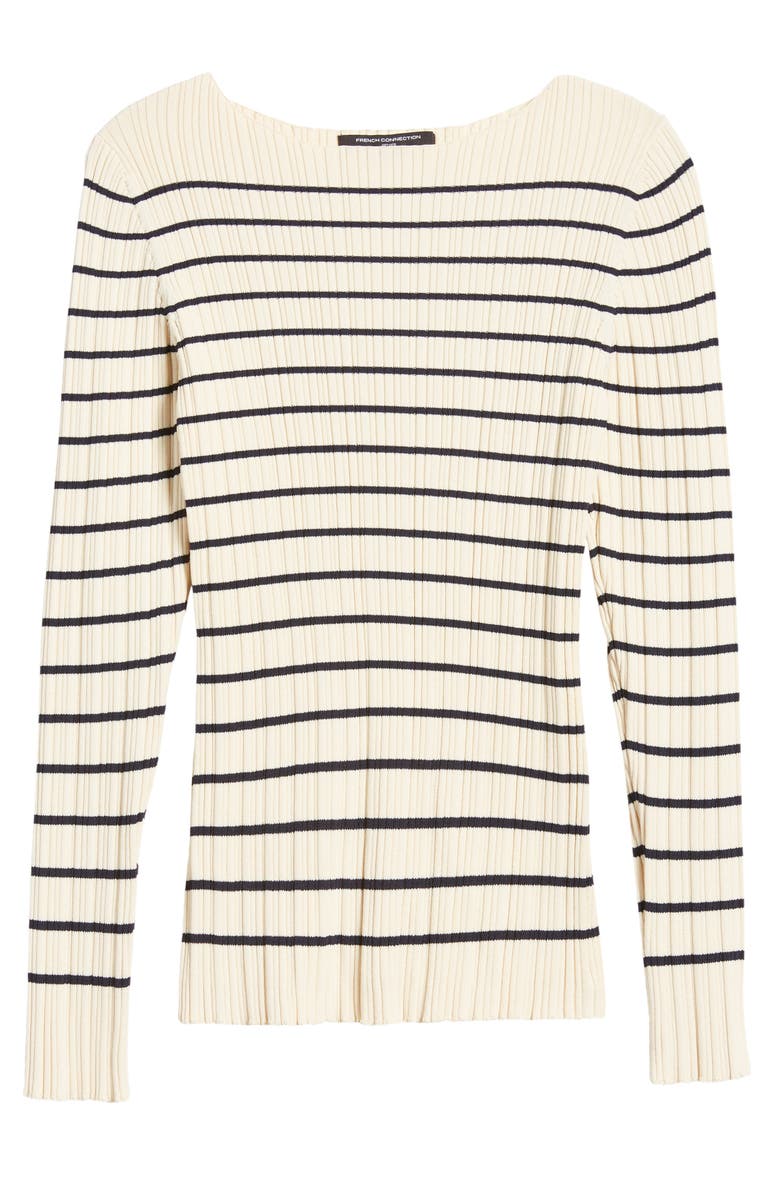 French Connection Stripe Rib Top, Alternate, color, 11-Classic Cream-Black
