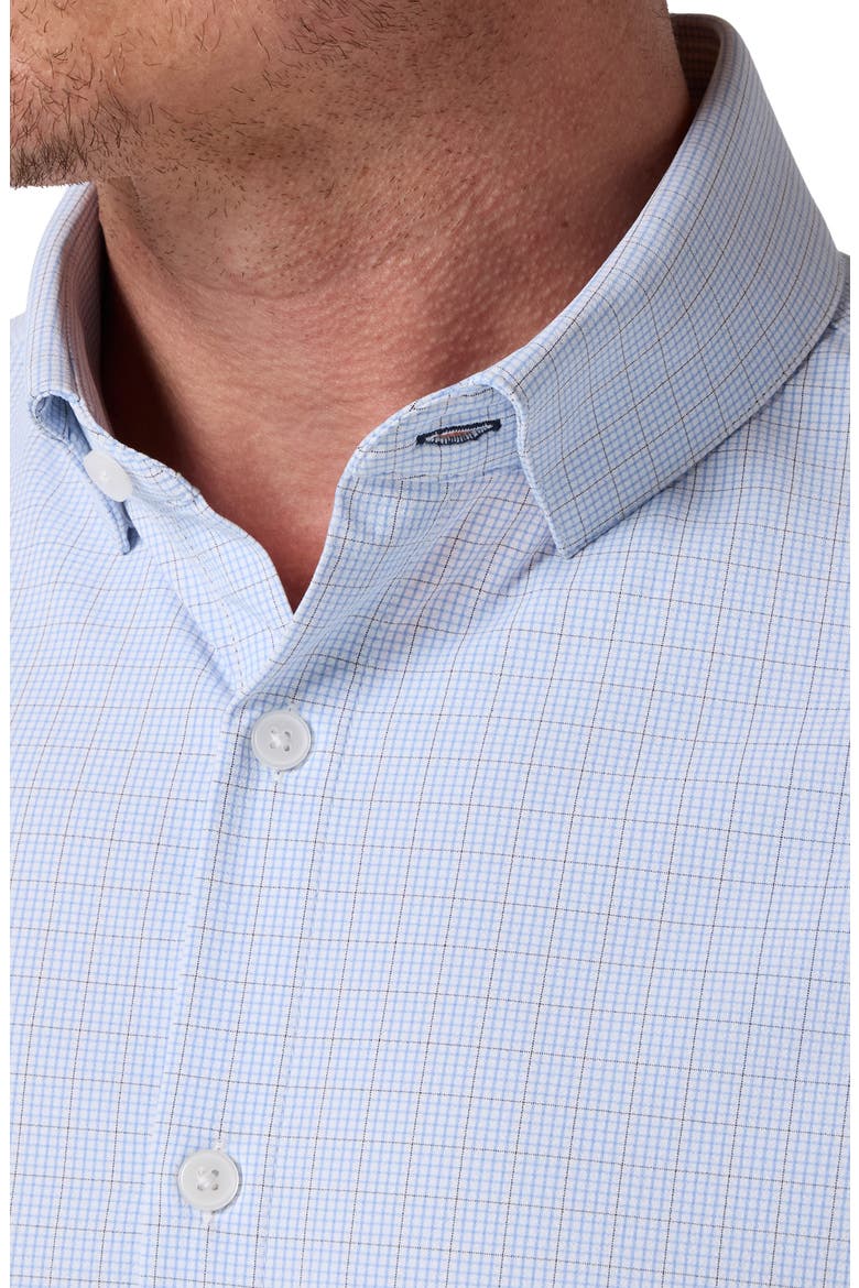 Leeward Trim Fit Check Print Button-Up Shirt, Alternate, color, LIGHT BLUE MINI PLAID