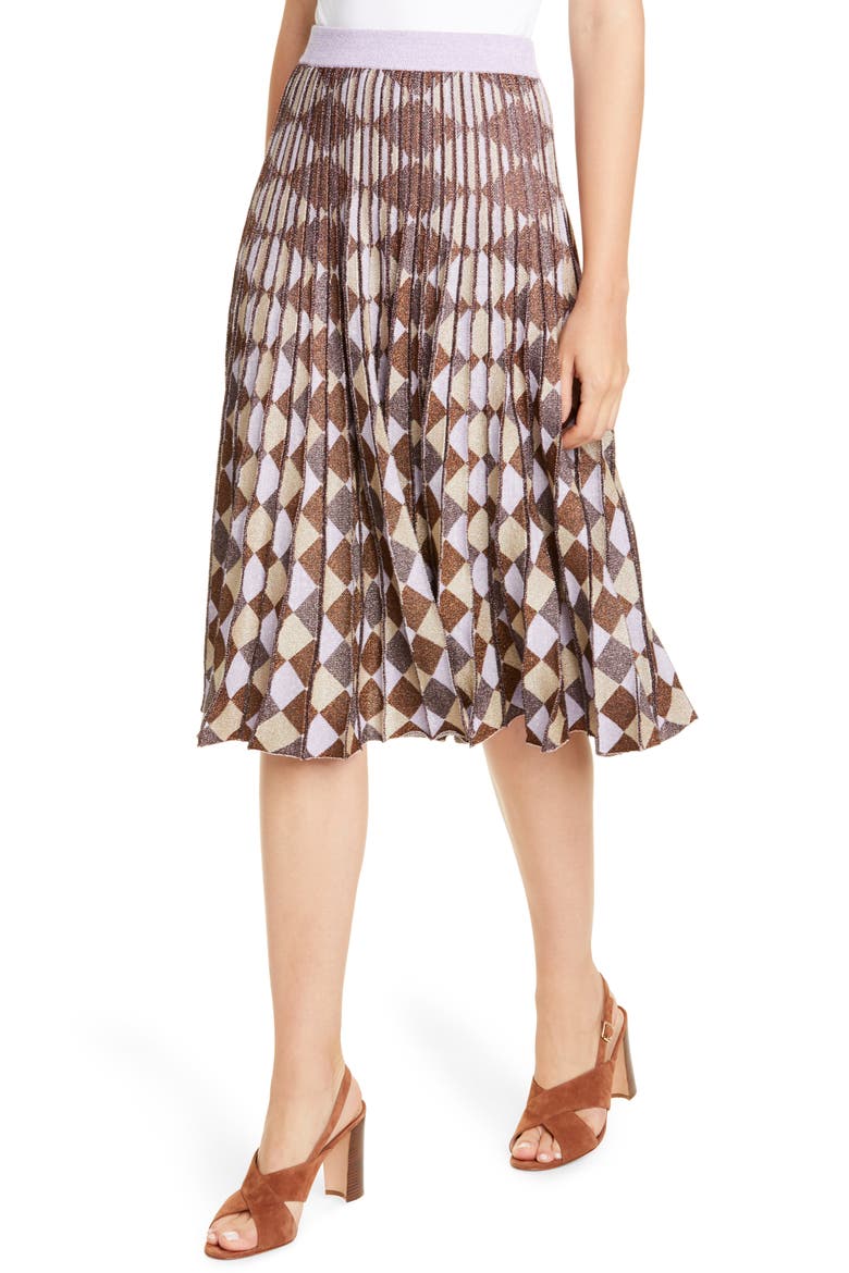 Cyrilla Pleat A-Line Skirt, Alternate, color, PURPLE COBBER LUREX