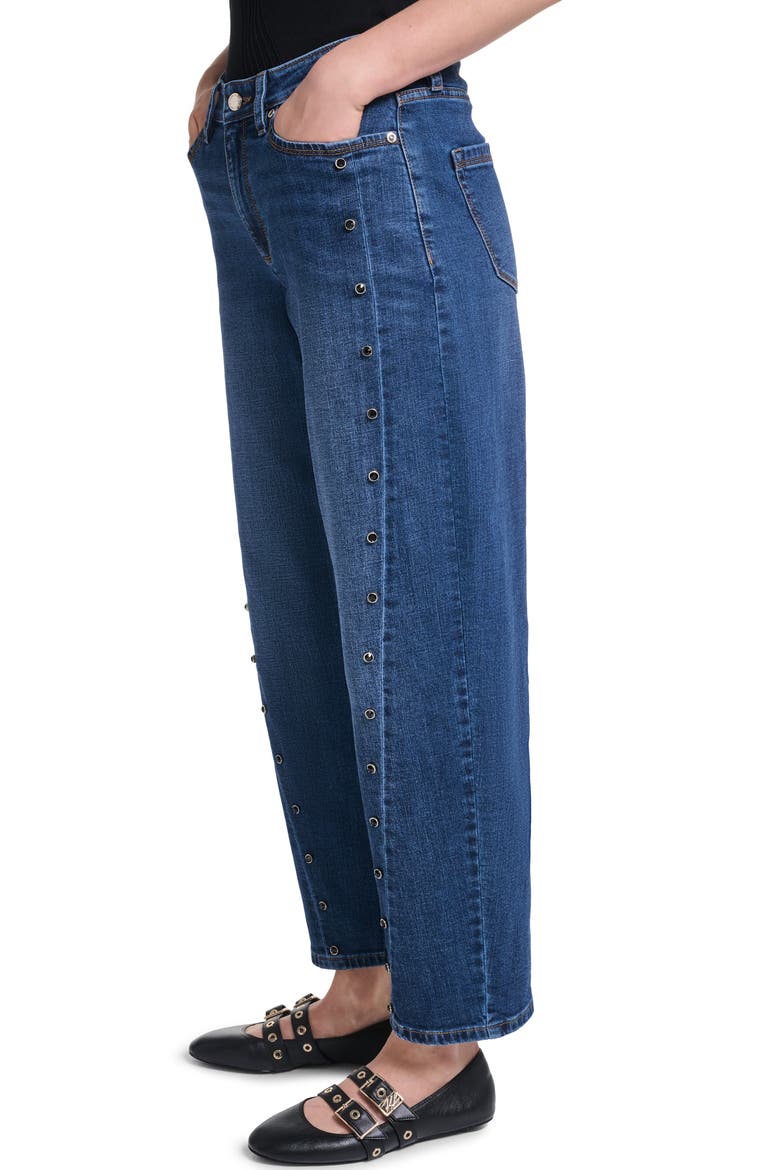 Grommet Detail Barrel Leg Jeans, Alternate, color, COBALT BLUE