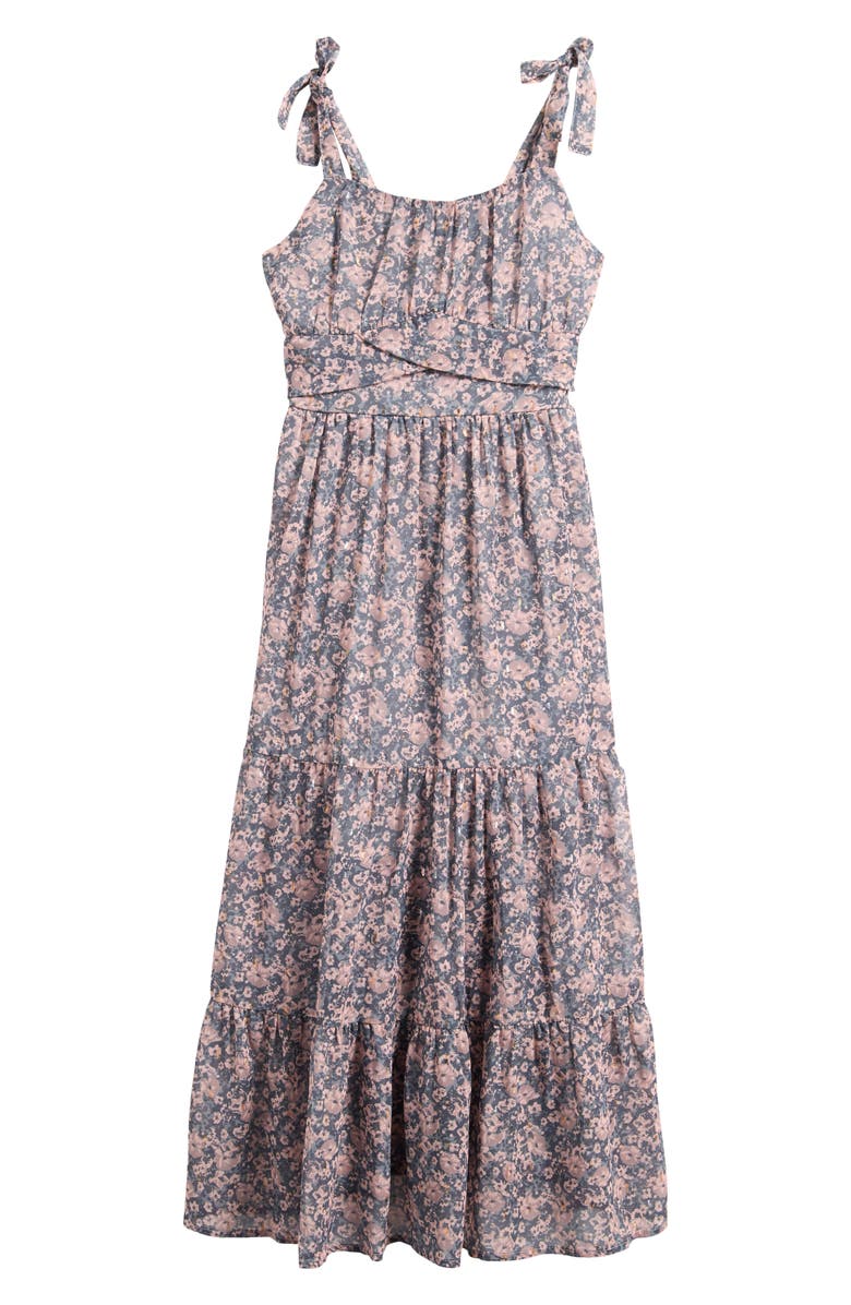 Ava & Yelly Kids' Emma Tiered Maxi Dress, Main, color, Mauve Pink Floral