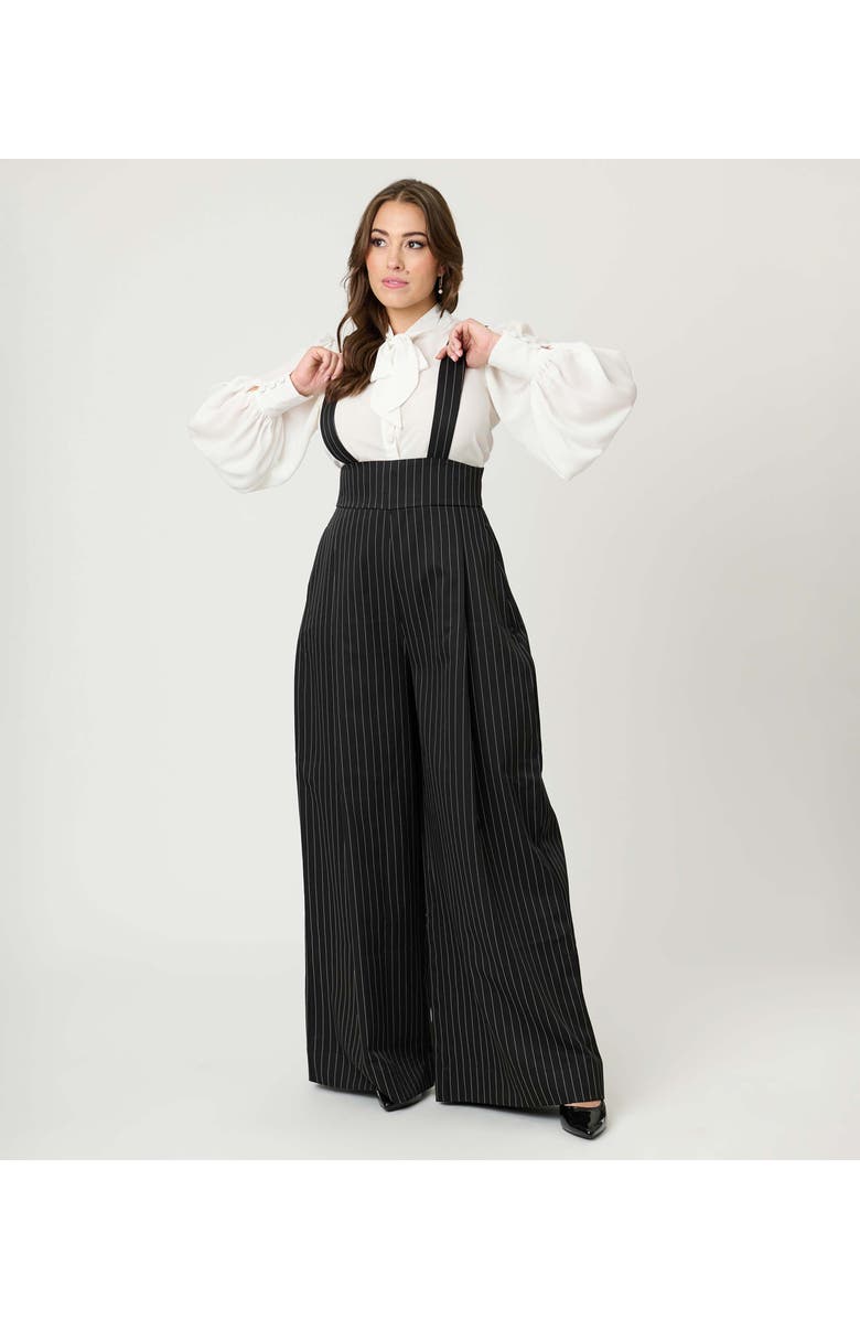 Unique Vintage Wide Leg Rochelle Suspender Pants, Alternate, color, Black