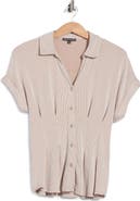 Adrianna Papell Microstriped Button Front Knit Top