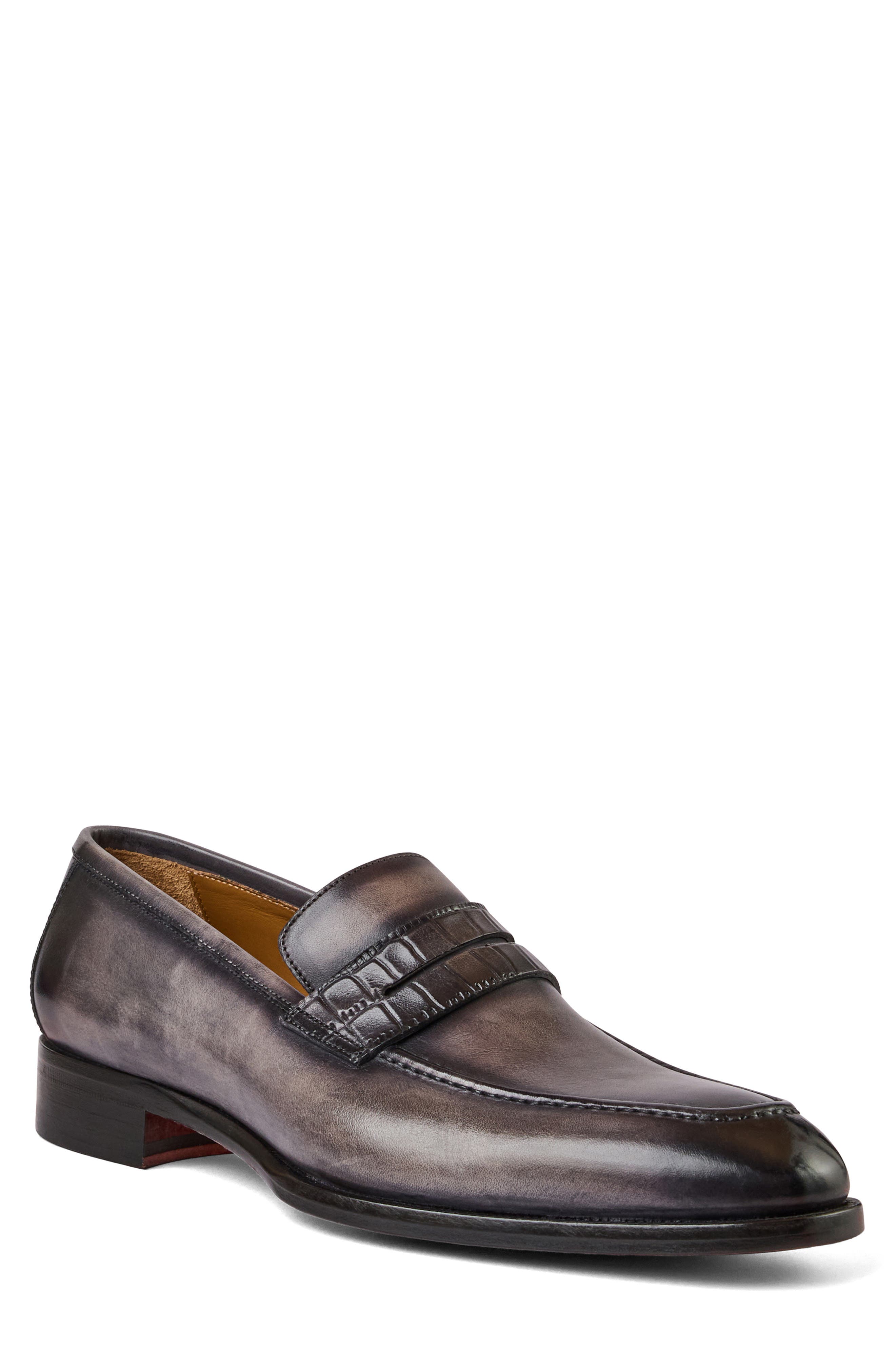 Bruno Magli Emilio Penny Loafer, Main, color, Grey/ Croc