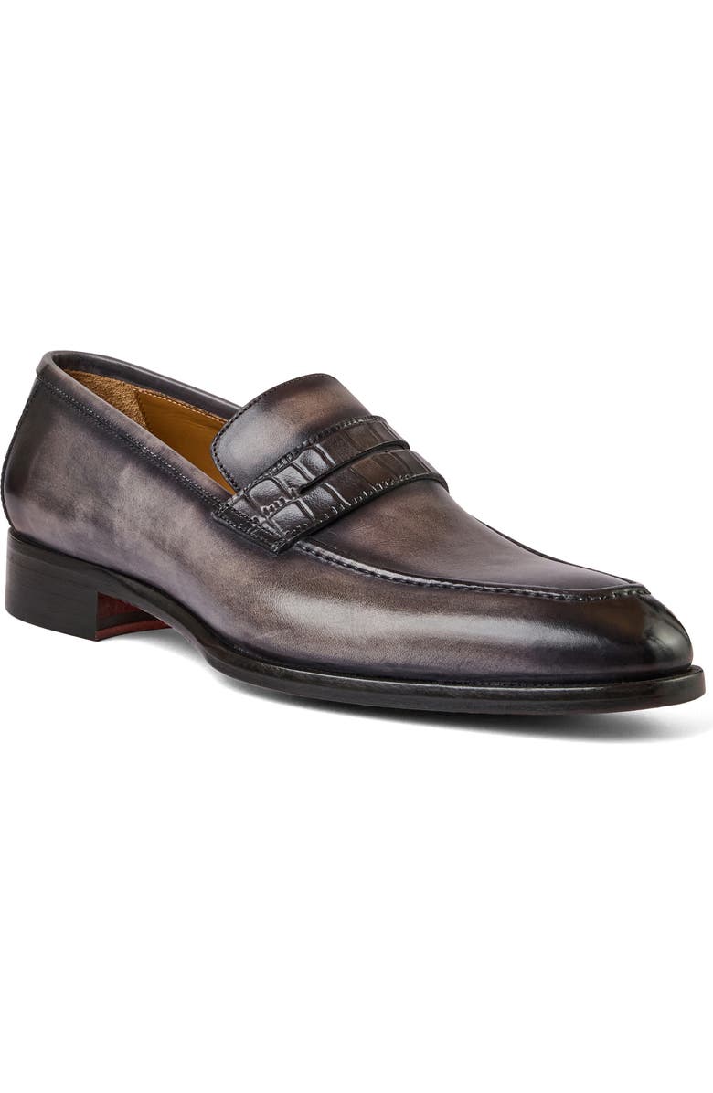 Bruno Magli Emilio Penny Loafer, Main, color, Grey/ Croc