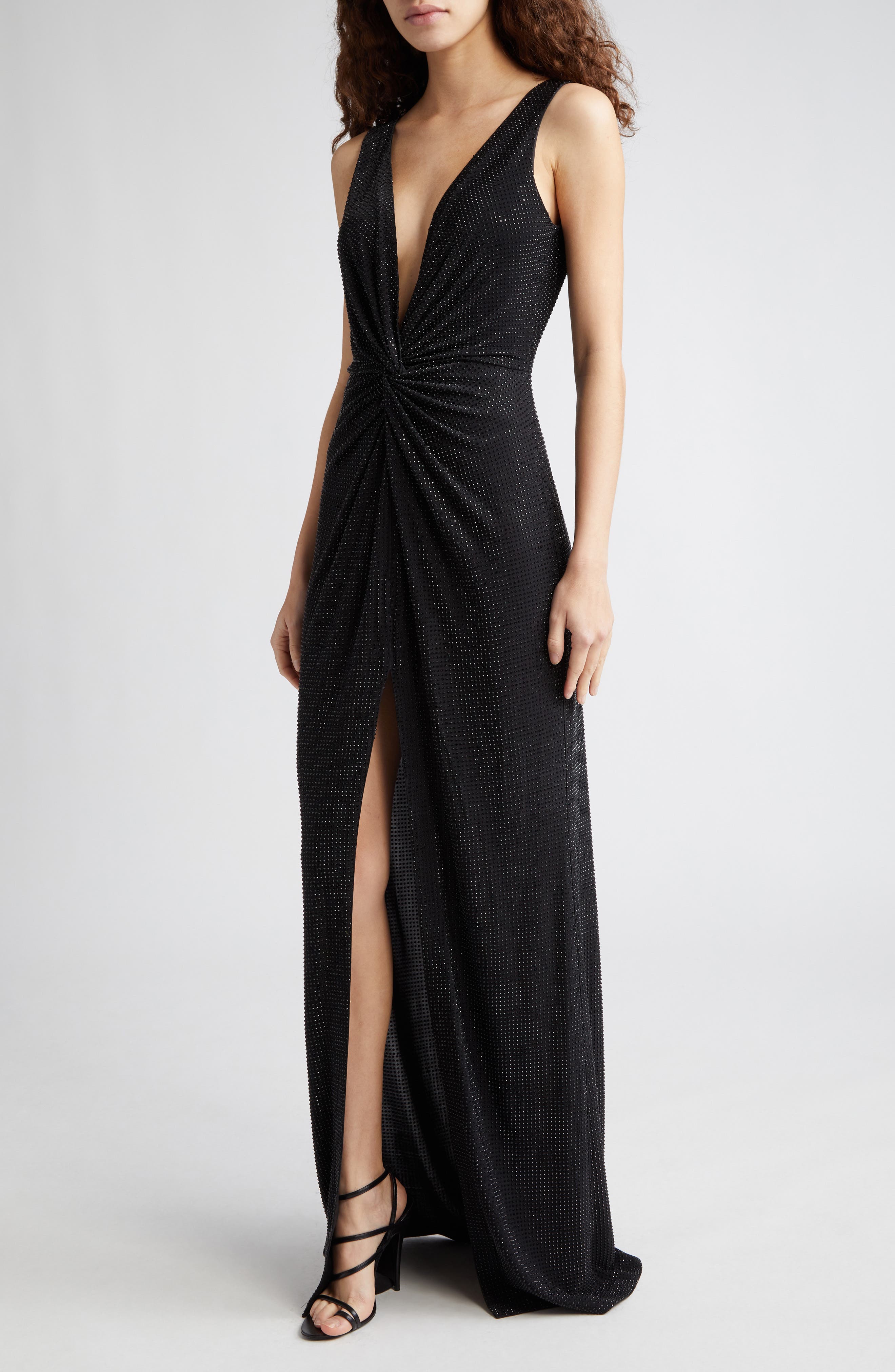 Ramy Brook Rosalyn Studded Plunge Neck Gown