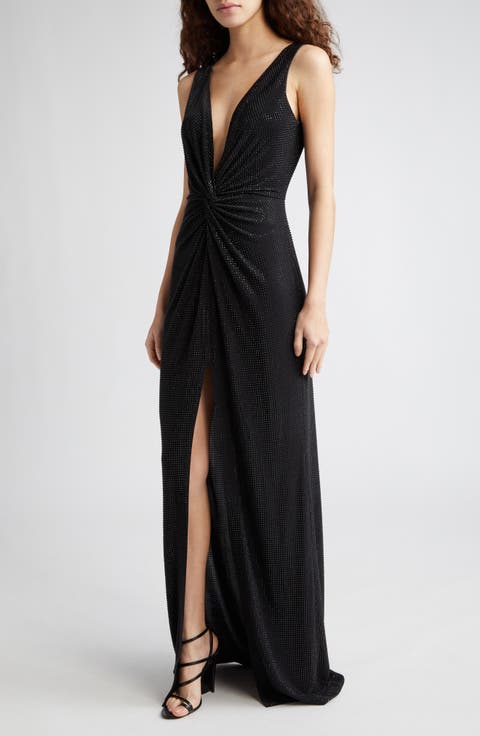 Rosalyn Studded Plunge Neck Gown