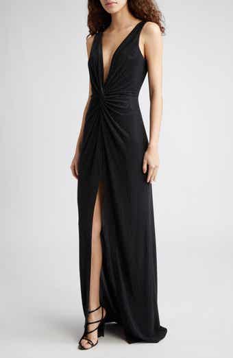 Ramy Brook Rosalyn Studded Plunge Neck Gown