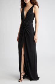 Ramy Brook Rosalyn Studded Plunge Neck Gown