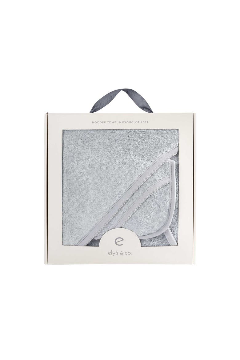 Hooded Towel & Washcloth, Alternate, color, Misty Blue