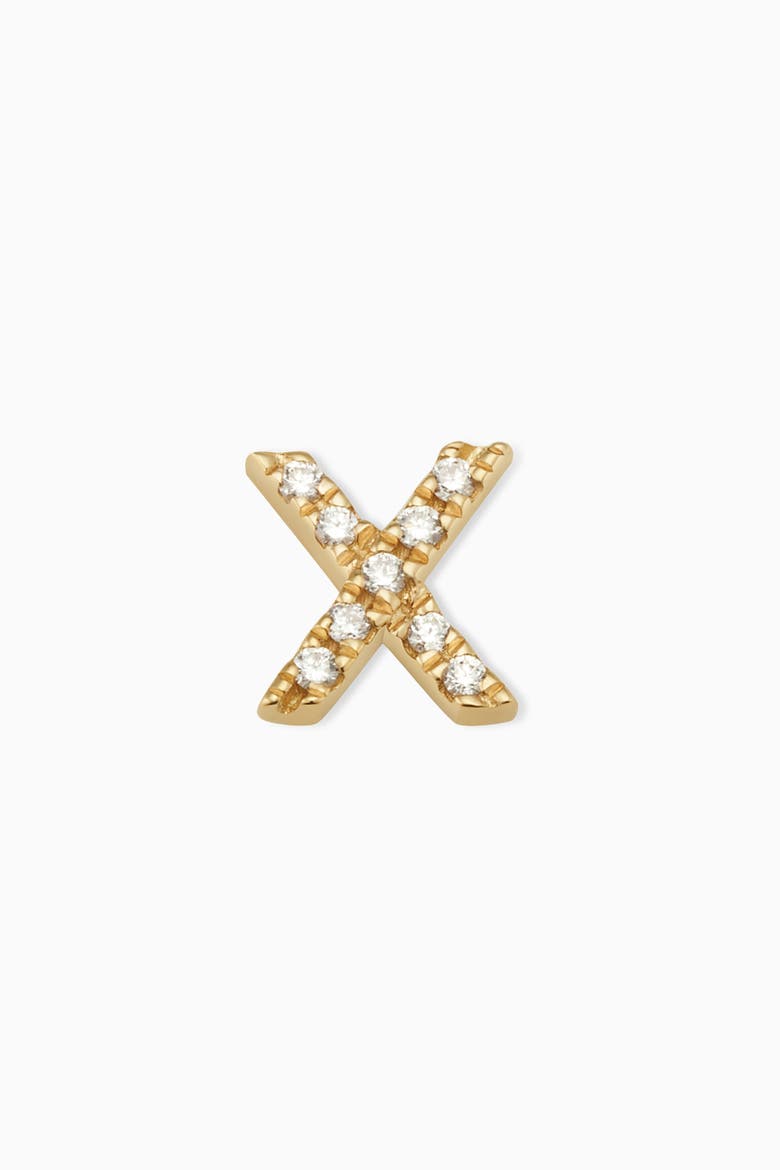 14K Gold Luxe Letter Diamond Initial Single Stud, Main, color, Yellow Gold - X