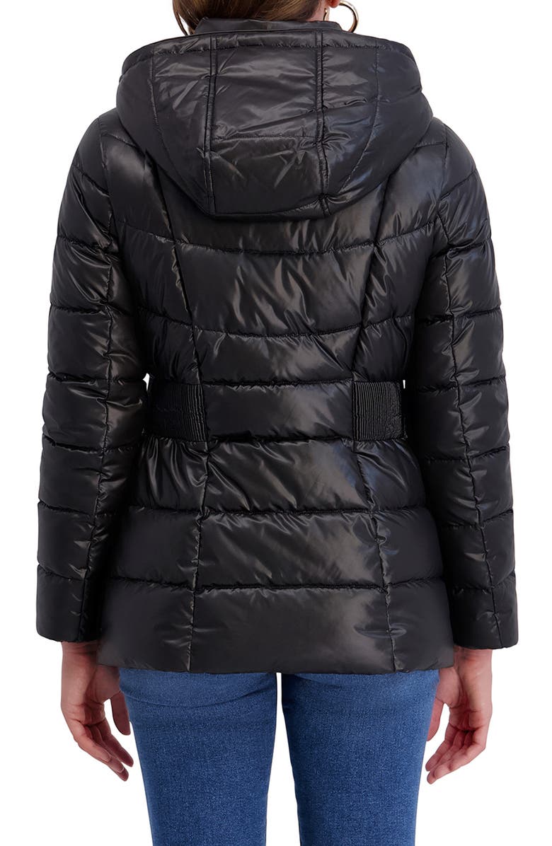 Kensie Hooded Puffer Jacket, Alternate, color, Black