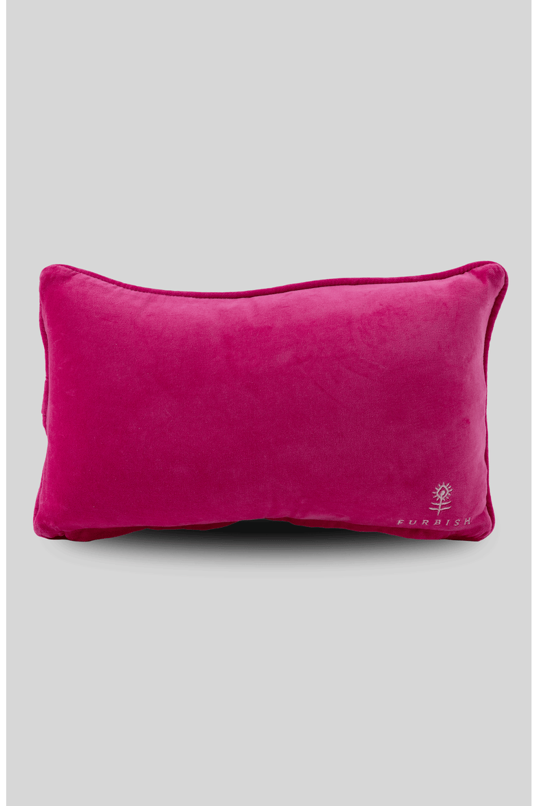 Just A Girl Needlepoint Pillow, Alternate, color, Fuchsia